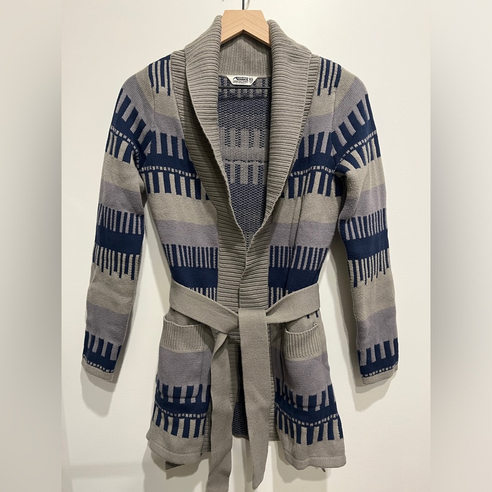 Mountain Khakis tie waist woven long cardigan